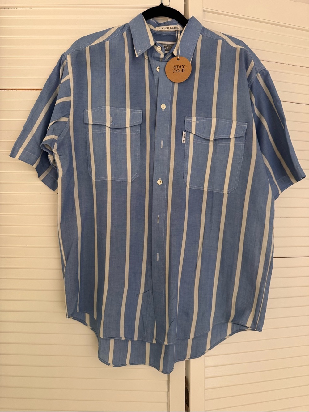 Vintage Levi’s Silver Label Blue + White Striped Short-Sleeve Button-Up Shirt